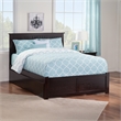 Nantucket Full Wood Platform Bed with Footboard and Full Trundle in Espresso