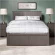 Nantucket Full Wood Platform Bed with Footboard and Full Trundle in Grey
