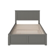 Nantucket Full Wood Platform Bed with Footboard and Full Trundle in Grey