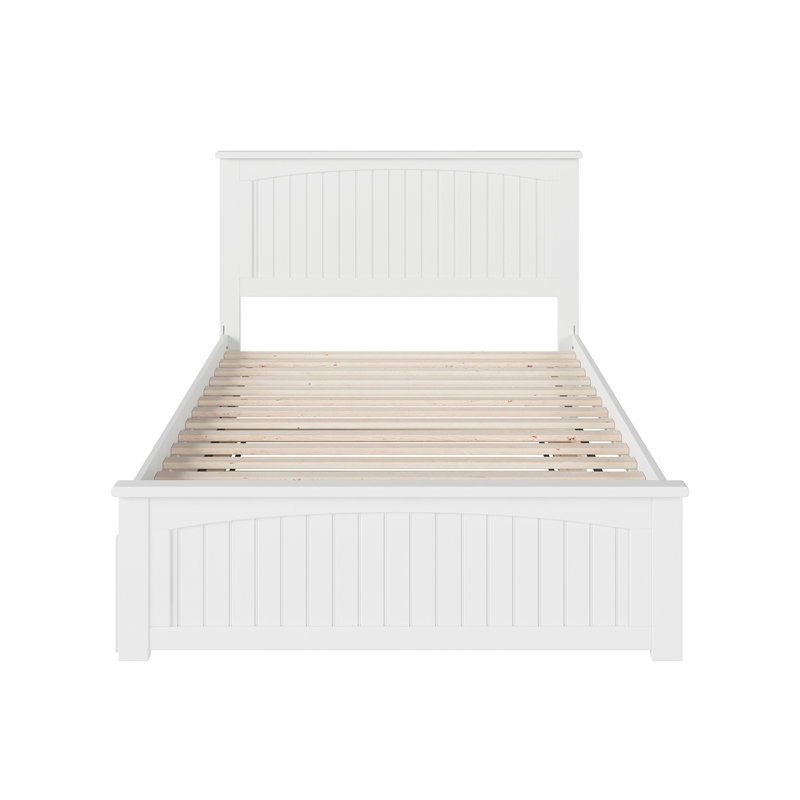 Nantucket Full Platform Bed with Matching Footboard and Full Trundle in White