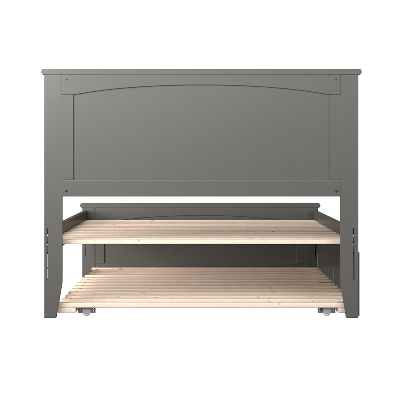 Nantucket Full Platform Bed with Matching Footboard and Full Trundle in Grey