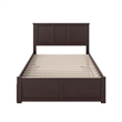 Madison Full Wood Platform Bed with Footboard and Full Trundle in Espresso