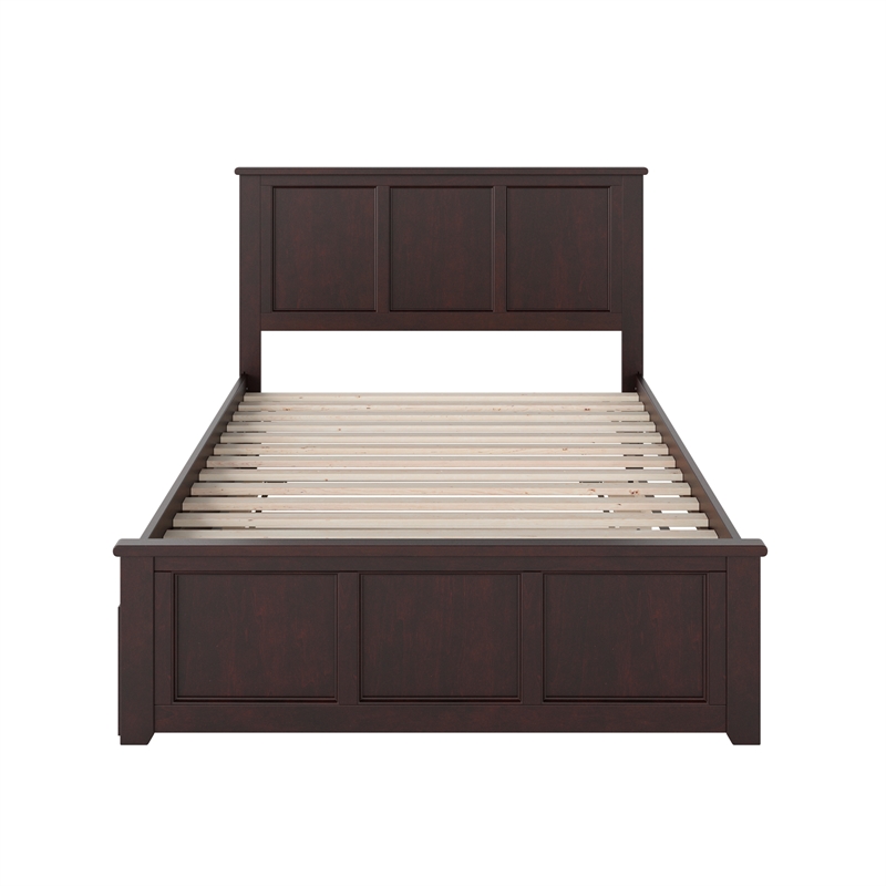 Madison Full Platform Bed with Matching Footboard and Full Trundle in Espresso