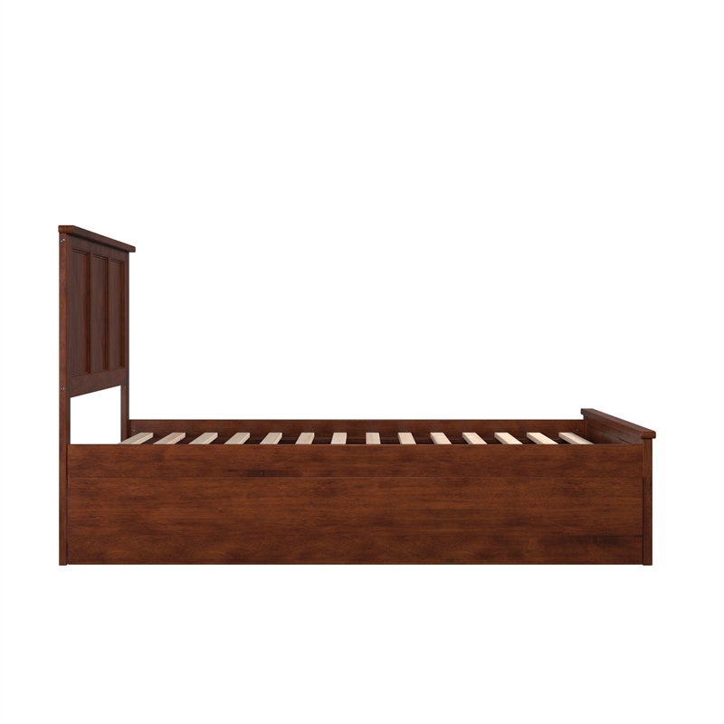 Madison Full Platform Bed with Matching Footboard and Full Trundle in Walnut