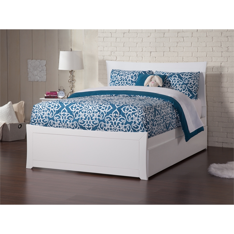 AFI Metro Solid Wood Full Bed and Footboard with Full Trundle in White