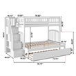 AFI Westbrook Wood Staircase Bunk Twin Over Full with Trundle in White