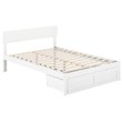 AFI Boston Solid Wood Modern Full Bed with Foot Drawer in White