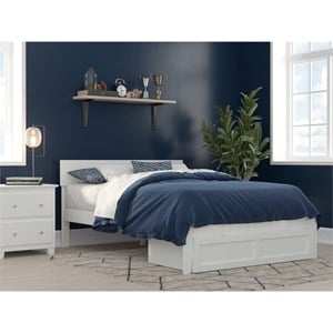 AFI Boston Solid Wood Modern Full Bed with Foot Drawer in White