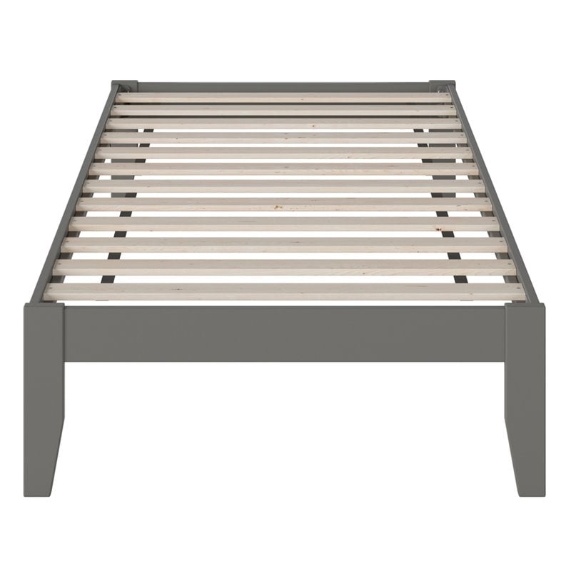 AFI Colorado Solid Wood Twin Bed with USB Charging Station in Gray