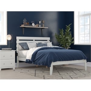 AFI Oxford Solid Wood Full Platform Bed with USB Charging Station in White
