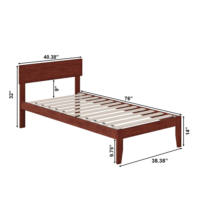 AFI Boston Solid Wood Contemporary Twin Platform Bed in Walnut
