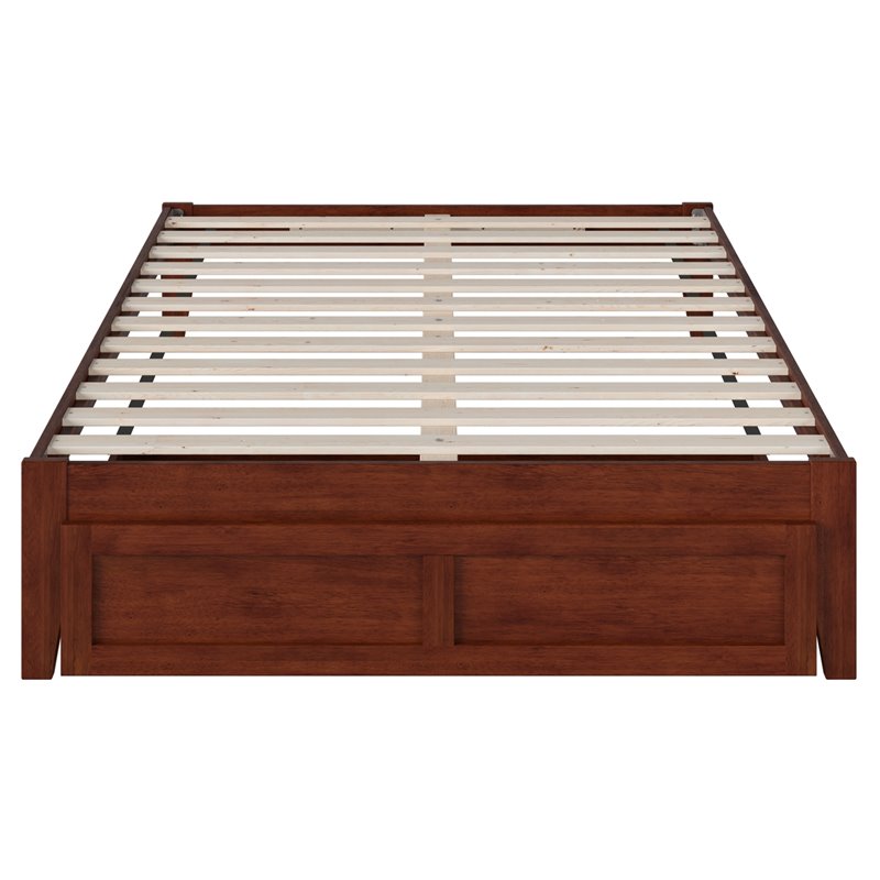 AFI Colorado Solid Wood Full Bed with Foot Drawer in Walnut