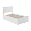 Madison Twin XL Platform Bed with Matching Footboard & Twin XL Trundle in White