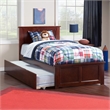 Madison Twin XL Platform Bed with Matching Footboard & Twin XL Trundle in Walnut