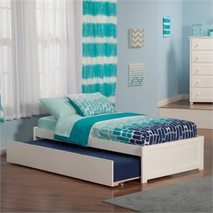 AFI Concord Twin XL Solid Wood Platform Panel Bed with Twin XL Trundle in White