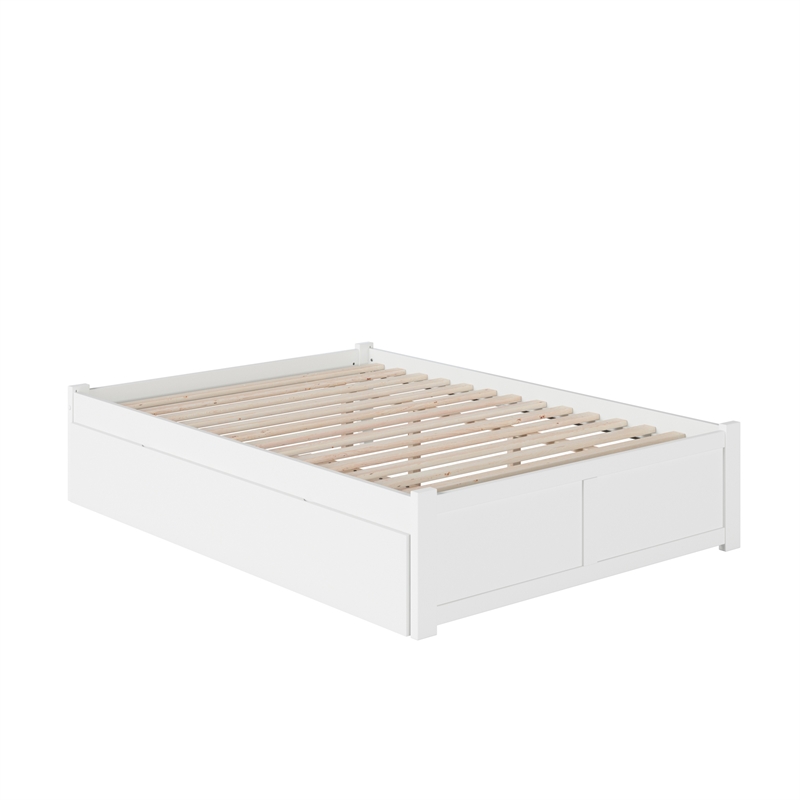 AFI Concord Queen Solid Wood Platform Panel Bed with Trundle in White
