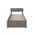 Orlando Twin XL Wood Platform Bed with Footboard and Twin XL Trundle in Grey