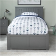 Nantucket Twin XL Wood Platform Bed with Footboard and Twin XL Trundle in Grey