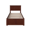 Madison Twin XL Wood Platform Bed with Footboard and Twin XL Trundle in Walnut