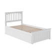 Mission Twin XL Platform Bed with Matching Footboard & Twin XL Trundle in White