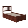 Mission Twin XL Platform Bed with Matching Footboard & Twin XL Trundle in Walnut