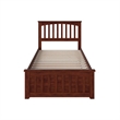 Mission Twin XL Platform Bed with Matching Footboard & Twin XL Trundle in Walnut