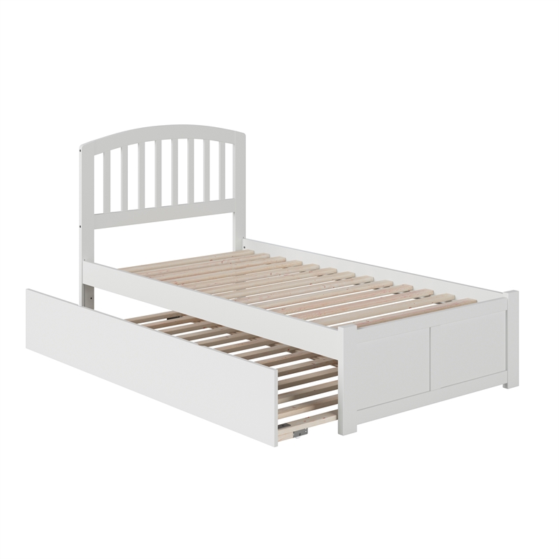 Richmond Twin XL Wood Platform Bed with Footboard & Trundle in White
