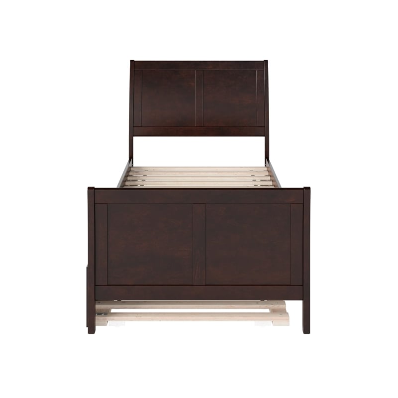 Portland Twin XL Wood Platform Bed with Matching Footboard & Trundle in Espresso