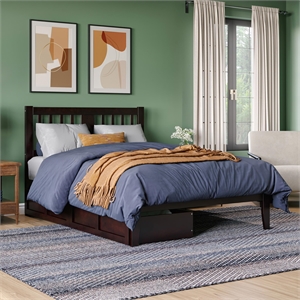 AFI Tahoe Twin Solid Wood Platform Bed with 2 Drawers in White