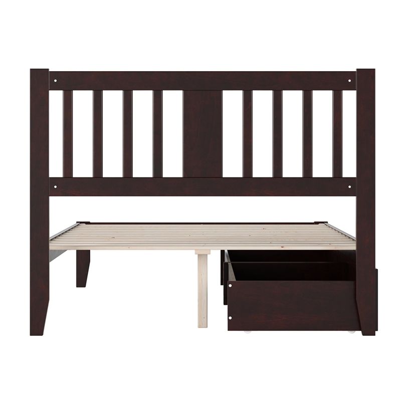 AFI Tahoe Twin Solid Wood Platform Bed with 2 Drawers in White