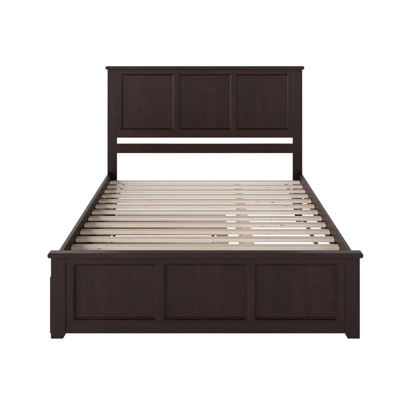 Madison Queen Platform Bed with Matching Footboard & Twin XL Trundle in Espresso