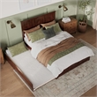 Madison Queen Platform Bed with Matching Footboard & Twin XL Trundle in Walnut