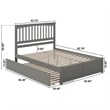 Mission Queen Wood Platform Bed with Footboard and Twin XL Trundle in Grey