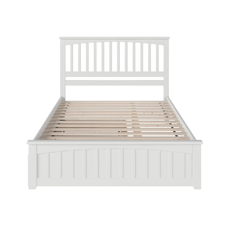 Mission Queen Platform Bed with Matching Footboard & Twin XL Trundle in White
