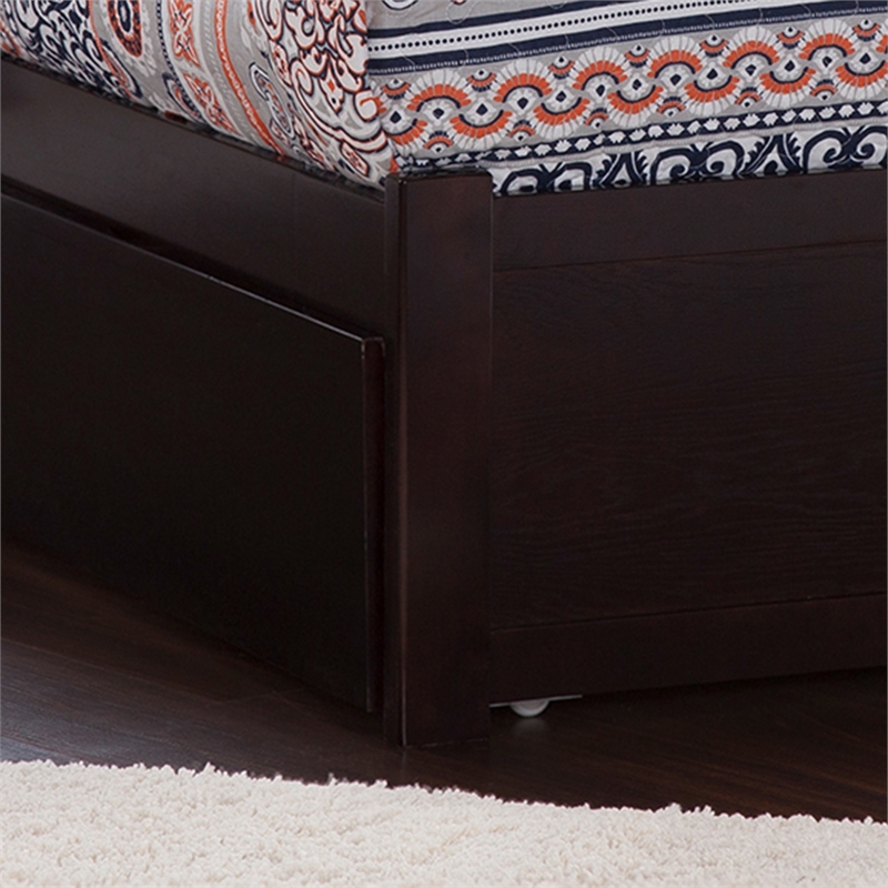 Richmond Queen Wood Platform Bed with Footboard and Twin XL Trundle in Espresso