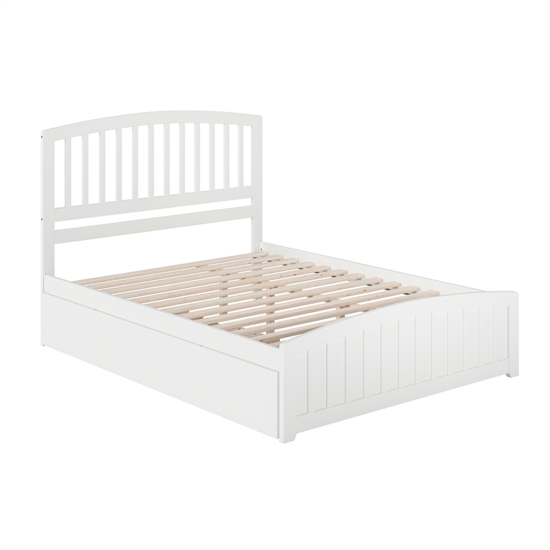 Richmond Queen Wood Platform Bed with Footboard  and Twin XL Trundle in White