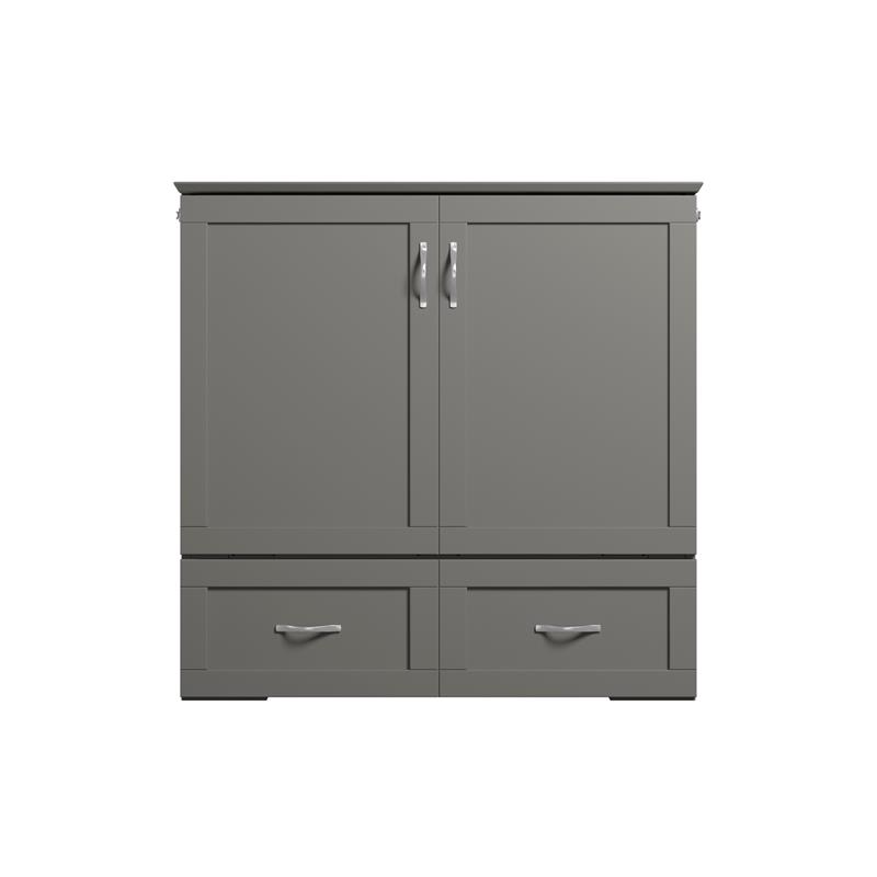 AFI Hamilton Twin XL Solid Wood Murphy Bed Chest with Built-In Charger in Gray