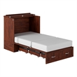 Southampton Twin XL Wood Murphy Bed Chest w Mattress and Built-in Charger Walnut