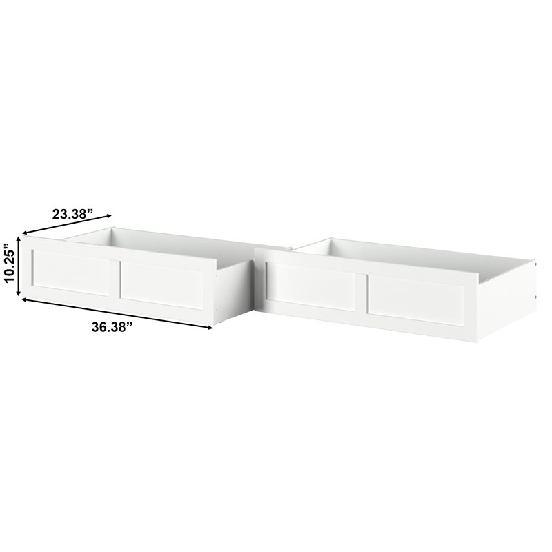 AFI Twin/Full Solid Wood Transitional Bed Drawers in White (Set of 2)