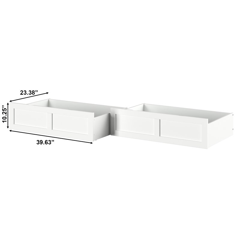 AFI Twin XL-Queen-King Solid Wood Bed Drawer in White (Set of 2)