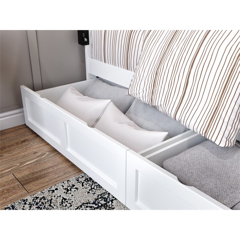 AFI Twin XL-Queen-King Solid Wood Bed Drawer in White (Set of 2)