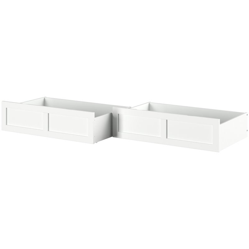 AFI Twin XL-Queen-King Solid Wood Bed Drawer in White (Set of 2)
