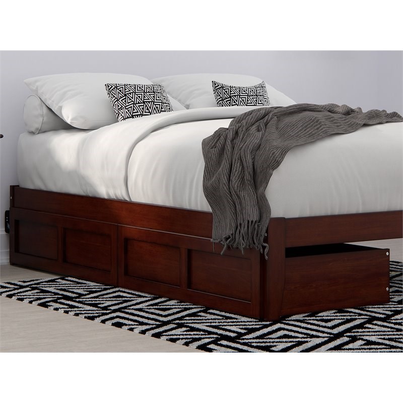 AFI Twin XL-Queen-King Solid Wood Bed Drawer in Walnut (Set of 2)