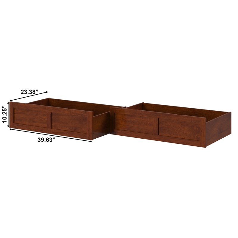 AFI Twin XL-Queen-King Solid Wood Bed Drawer in Walnut (Set of 2)