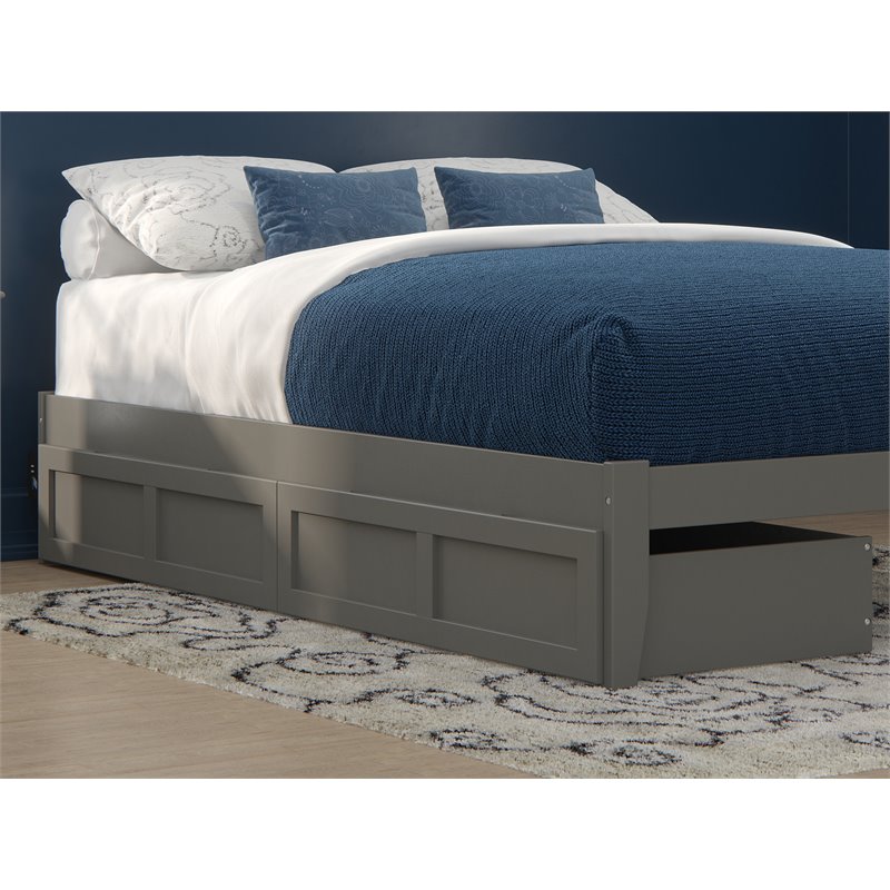AFI Twin XL-Queen-King Solid Wood Bed Drawer in Gray (Set of 2)