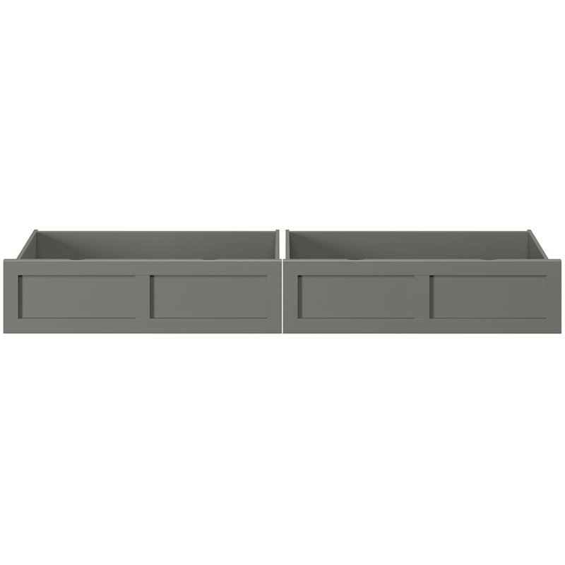 AFI Twin XL-Queen-King Solid Wood Bed Drawer in Gray (Set of 2)