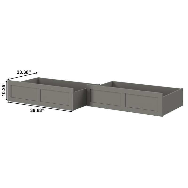 AFI Twin XL-Queen-King Solid Wood Bed Drawer in Gray (Set of 2)