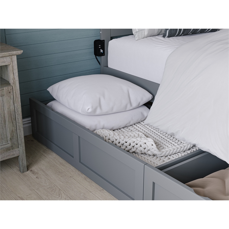 AFI Twin XL-Queen-King Solid Wood Bed Drawer in Gray (Set of 2)