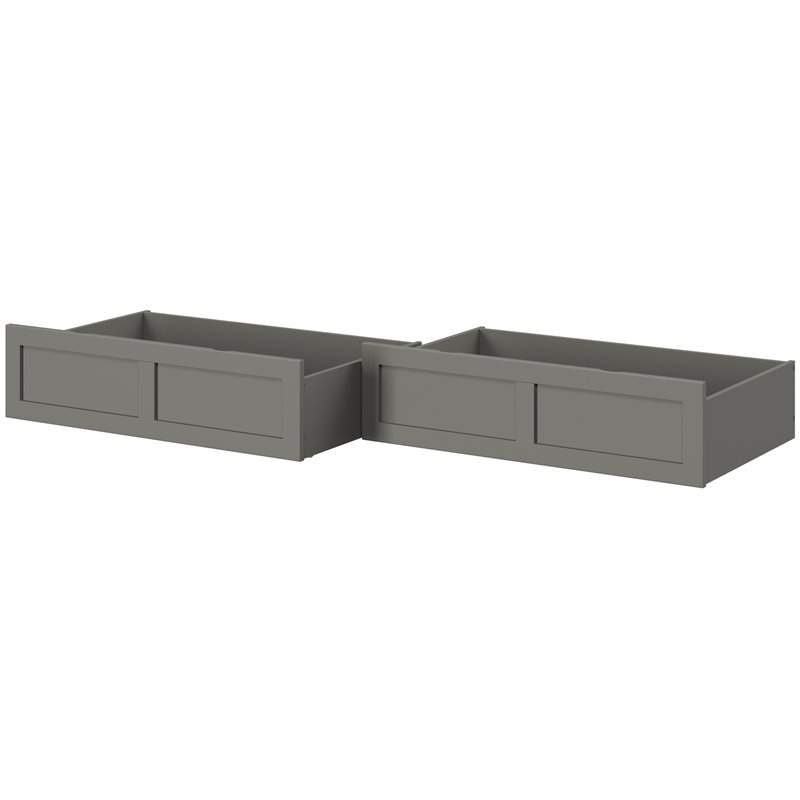 AFI Twin XL-Queen-King Solid Wood Bed Drawer in Gray (Set of 2)