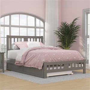 AFI Tahoe Wood Full Platform Bed with Footboard and Twin Trundle in Grey